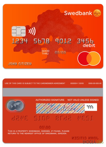 Suède Carte de débit Mastercard SwedBank